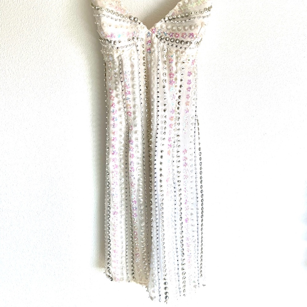 Vintage white/multi color sequin party dress